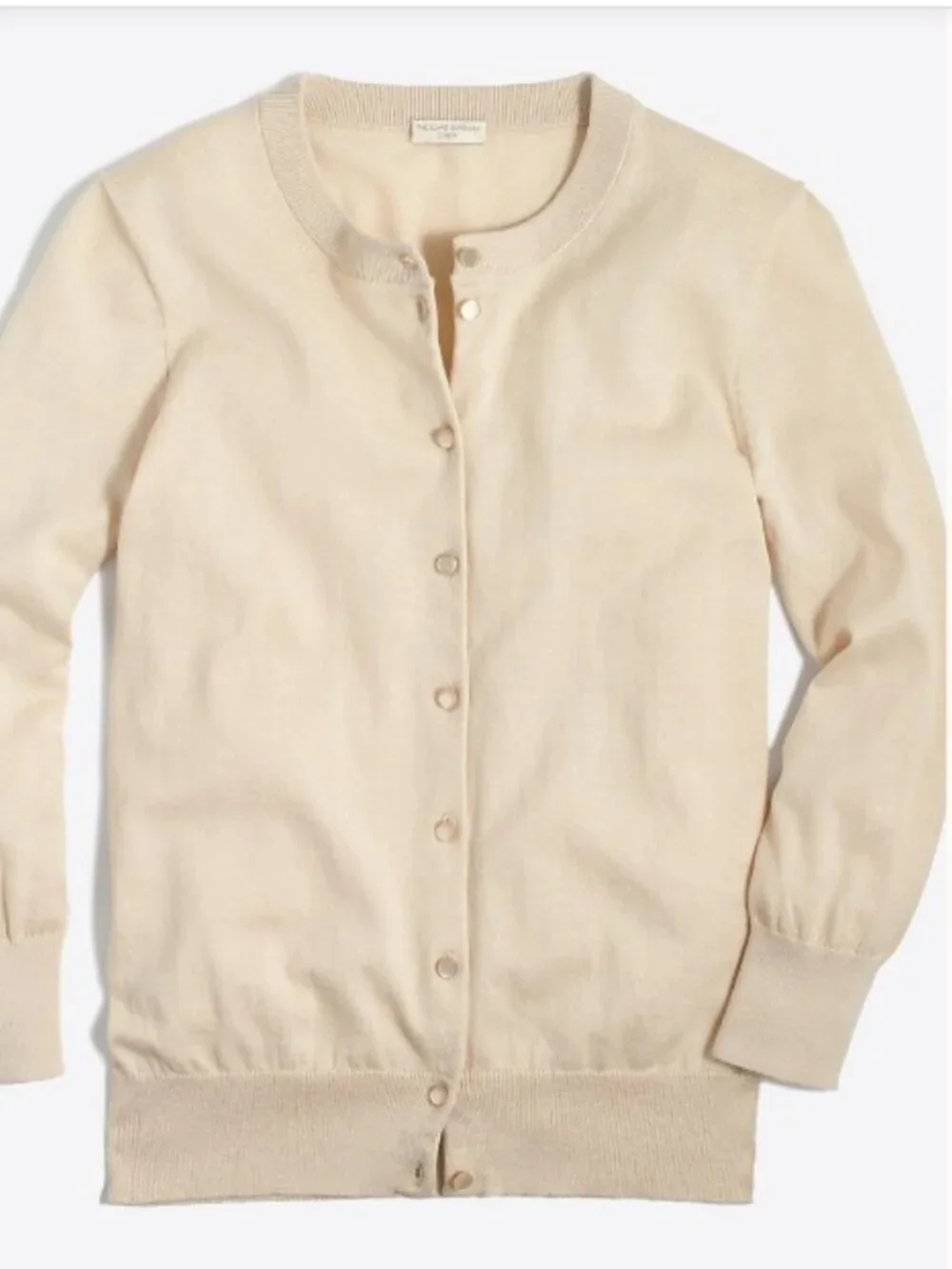J.Crew Clare Cardigan Champagne Beige Ecru 100% Cotton Button Down Crew Size M